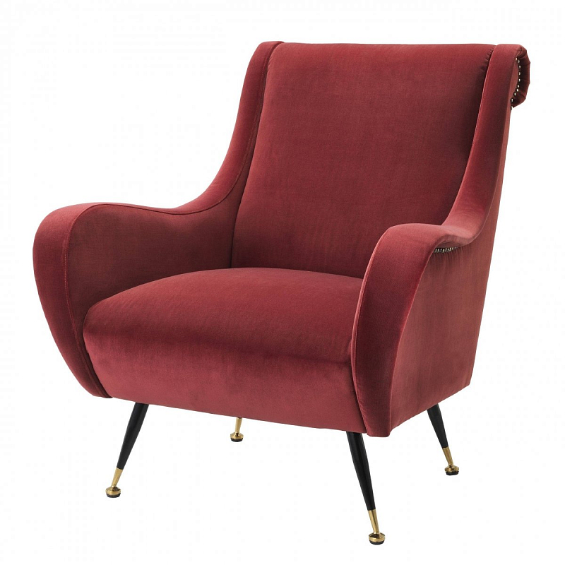 Кресло Eichholtz Chair Giardino Wine Red Красный Черный Латунь в Воронеже | Loft Concept 
