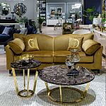 Стол журнальный коричневый на золотом основании Symphony of the Earth варинант исполнения - 3 | Loft Concept в Воронеже