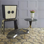 Дизайнерский журнальный столик с круглой столешницей на золотых ножках Risenbix варинант исполнения - 1 | Loft Concept в Воронеже