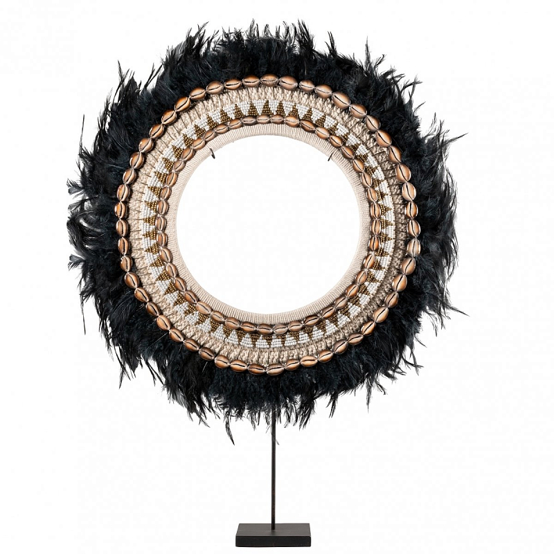 Ожерелье versmissen на подставке JUJU BLACK FEATHER ON STAND Черный в Воронеже | Loft Concept 