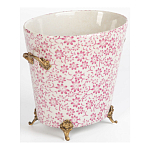 Кашпо из белого фарфора с розовым цветочным орнаментом Eden Garden варинант исполнения - 2 | Loft Concept в Воронеже