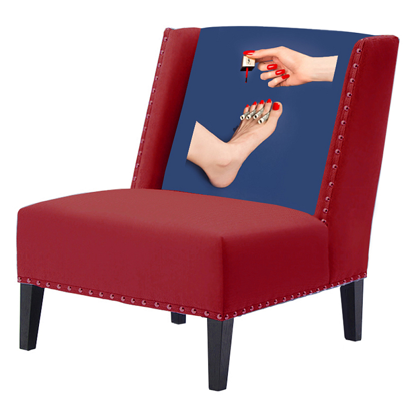 FUN Armchair "Pedicure" Red Дизайнерское кресло с цветным принтом Бургундский красный Сапфирово-синий в Воронеже | Loft Concept 