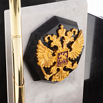 Настольный письменный набор из мрамора и змеевика с гербом России Marble Accessory варинант исполнения - 3 | Loft Concept в Воронеже