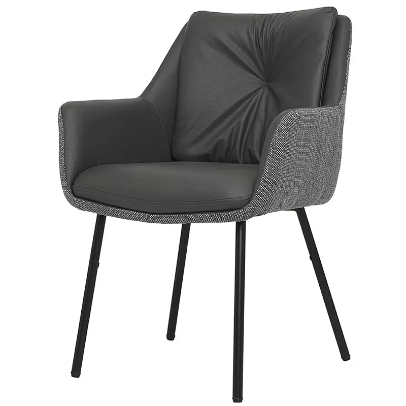 Стул с обивкой из экокожи и рогожки Chair with Back Pillow Серый Коричневый Стул с обивкой из экокожи и рогожки Chair with Back Pillow Серый Коричневый в Воронеже | Loft Concept