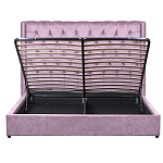 Кровать двуспальная фиолетовая с основанием из массива дерева с мягким изголовьем Velour Beds варинант исполнения - 3 | Loft Concept в Воронеже