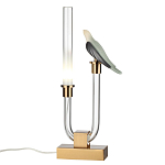Настольная лампа с прозрачной трубкой и декоративной фигуркой птицы на бронзовой подставке Ganthea варинант исполнения - 2 | Loft Concept в Воронеже