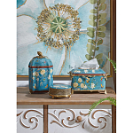 Салфетница прямоугольная голубого цвета с цветами и бабочками Blue Garden варинант исполнения - 2 | Loft Concept в Воронеже