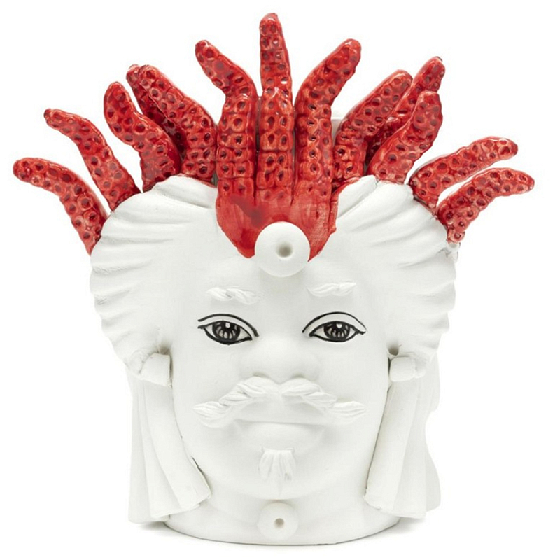 Ваза Vase Moro Man Small White Medusa Red Белый Красный Ваза Vase Moro Man Small White Medusa Red Белый Красный в Воронеже | Loft Concept