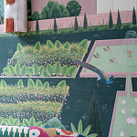 Обои ручная роспись Mahal Garden Original colourway on blue painted Xuan paper варинант исполнения - 4 | Loft Concept в Воронеже