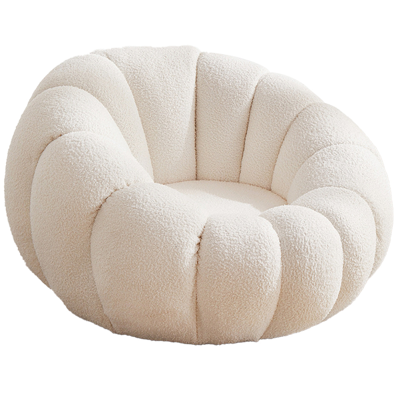 Круглое мягкое кресло с обивкой букле Harrett Boucle Armchair Молочный Круглое мягкое кресло с обивкой букле Harrett Boucle Armchair Молочный в Воронеже | Loft Concept