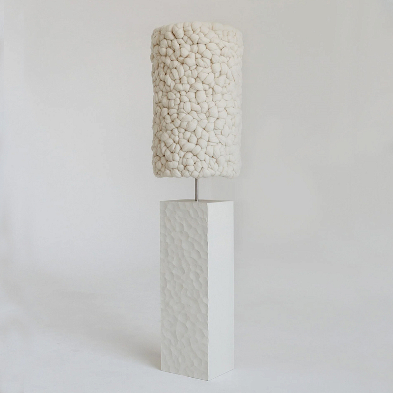 Торшер белый с вязаным абажуром Woolen Floor Lamp Белый в Воронеже | Loft Concept 