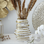 Ваза белая с рельефной поверхностью и золотыми полосами Vase Beehive варинант исполнения - 5 | Loft Concept в Воронеже