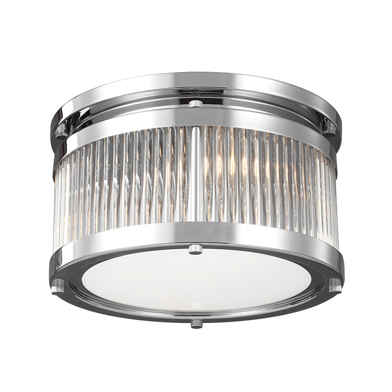 Потолочный светильник с цилиндрическим плафоном из рифленого прозрачного стекла Feiss Прозрачный Хром в Воронеже | Loft Concept 