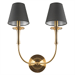 Бра с металлическим основанием бронзового цвета и 2-мя черными конусовидными абажурами Dignity варинант исполнения - 3 | Loft Concept в Воронеже