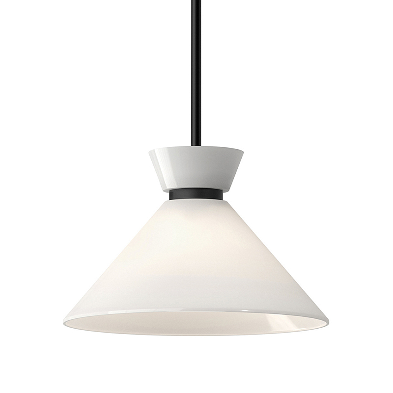 Подвесной светильник с белым стеклянным конусным плафоном Alora Mood Черный Золотой Белый в Воронеже | Loft Concept 