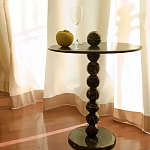 Дизайнерский журнальный стол с основанием в виде черных мраморных бусин Mybimus варинант исполнения - 1 | Loft Concept в Воронеже