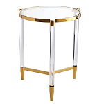 Золотой приставной столик с круглой стеклянной столешницей Weightless Table варинант исполнения - 3 | Loft Concept в Воронеже