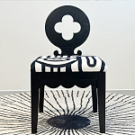 Дизайнерский стул с круглой деревянной спинкой Black and White Clover варинант исполнения - 2 | Loft Concept в Воронеже