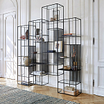Стеллаж из металла и стекла Menzie Black Stripes Metal Rack варинант исполнения - 6 | Loft Concept в Воронеже