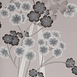 Обои ручная роспись Anemones in Light Dusk colourway on Lilac Hint slub silk варинант исполнения - 1 | Loft Concept в Воронеже