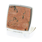 Таблетница карманная квадратная с 2-мя отделениями с зеркалом и накладкой из натурального камня Пегматит Silver Stone Pillboxes варинант исполнения - 2 | Loft Concept в Воронеже