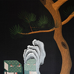 Обои ручная роспись The Art of Learning and Steps for the Flowers by Teo Yang Original colourway on Pitch dyed silk варинант исполнения - 2 | Loft Concept в Воронеже