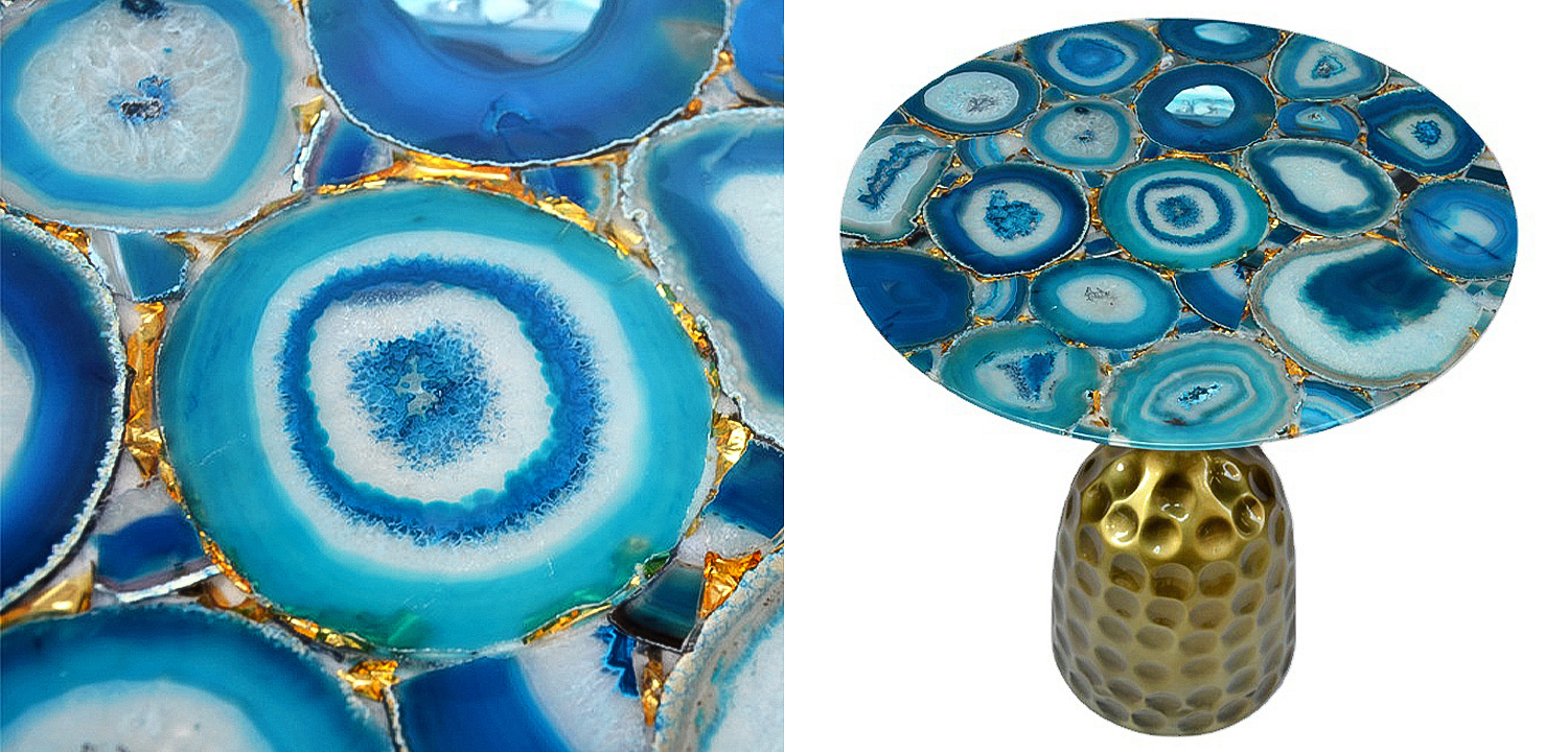 Приставной стол Cluster Surface Blue Agate Side Table Приставной стол Cluster Surface Blue Agate Side Table - Loft-Concept в Воронеже