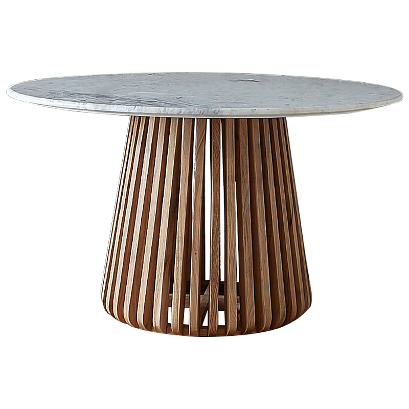Круглый обеденный стол со столешницей из белого мрамора Veras White Marble Table Коричневый Белый Мрамор Bianco Круглый обеденный стол со столешницей из белого мрамора Veras White Marble Table Коричневый Белый Мрамор Bianco в Воронеже | Loft Concept