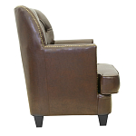 Кресло кожаное c мягкими подлокотниками на 4-х деревянных ножках из массива березы Joseph Armchair brown варинант исполнения - 1 | Loft Concept в Воронеже