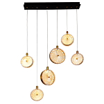 Подвесной светильник с плафонами из рельефного стекла Peony Glass Bronze Six варинант исполнения - 2 | Loft Concept в Воронеже