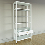 Стеллаж Elsa Dreams White со стеклянными полками и ящиком варинант исполнения - 3 | Loft Concept в Воронеже