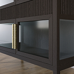 Витрина Primo со стеклянными фасадами и 2 ящиками Темный орех варинант исполнения - 3 | Loft Concept в Воронеже