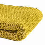 Плед из хлопка жемчужной вязки горчичного цвета Waffle Comfort варинант исполнения - 2 | Loft Concept в Воронеже