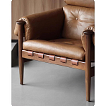 Кресло с деревянным каркасом и обивкой из натуральной кожи Medieval Furniture варинант исполнения - 4 | Loft Concept в Воронеже