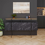 Комод с цветом фасада черный мрамор с деревянной столешницей на металлических ножках HANLEY CONSOLE HITIT BENDIR варинант исполнения - 1 | Loft Concept в Воронеже