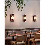 Настенный светильник овальный с деревянным основанием Wood Wall Lamp варинант исполнения - 1 | Loft Concept в Воронеже