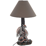 Настольная лампа с абажуром Дракон Silver Red Dragon Коричневый абажур варинант исполнения - 1 | Loft Concept в Воронеже
