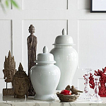 Ваза белая с крышкой однотонная Chinoiserie Ceramics варинант исполнения - 4 | Loft Concept в Воронеже