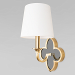 Бра с белым текстильным абажуром и фигурным основанием с зеркальной вставкой Vitorino варинант исполнения - 1 | Loft Concept в Воронеже