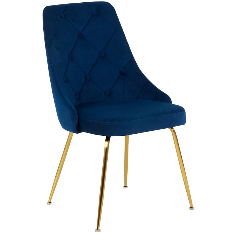 Стул в темно-синей велюровой обивке Ward Dark Blue Velour Chair Золотой Темно-синий Стул в темно-синей велюровой обивке Ward Dark Blue Velour Chair Золотой Темно-синий в Воронеже | Loft Concept
