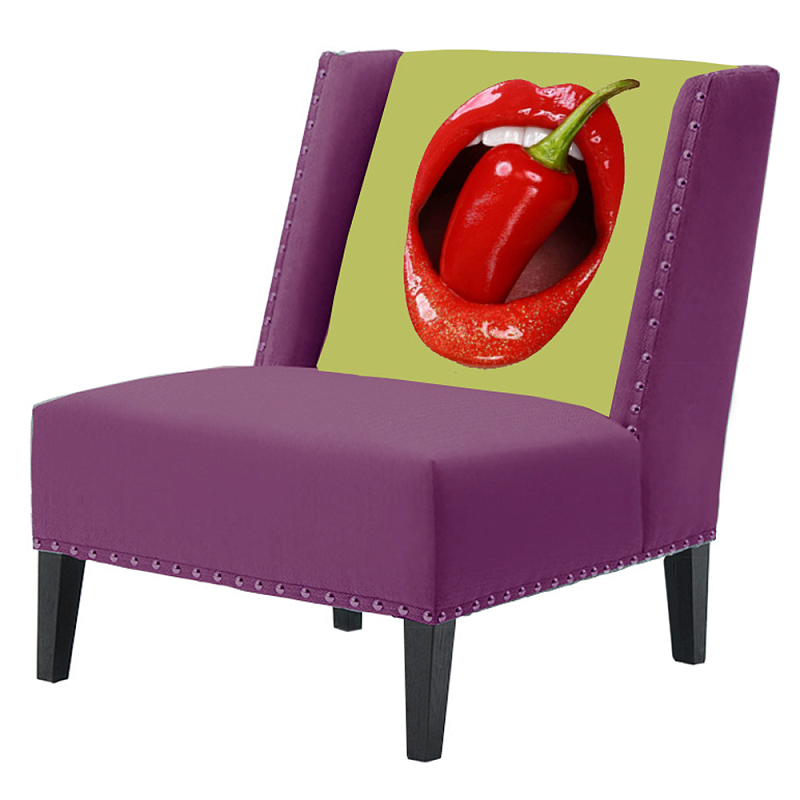 FUN Armchair "Chili Pepper" Purple  Дизайнерское кресло с цветным принтом Баклажан в Воронеже | Loft Concept 