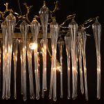 Люстра подвесная прямоугольная с бронзовыми акцентами и прозрачными стеклянными каплями Droplet Chandelier варинант исполнения - 6 | Loft Concept в Воронеже