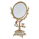 Зеркало с бронзовой подставкой в виде дерева и фарфоровыми птичками на голубом основании Eden Garden варинант исполнения - 1 | Loft Concept в Воронеже