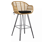 Стул барный с ротанговым плетением Half Bar Chair with Wicker с подлокотниками варинант исполнения - 2 | Loft Concept в Воронеже