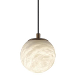 Подвесной светильник с шарообразным плафоном из белого алебастра Cryptocrystalline Stone варинант исполнения - 1 | Loft Concept в Воронеже