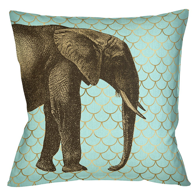 Подушка Safari light blue elephant Бирюзовый Глянцевое золото Подушка Safari light blue elephant Бирюзовый Глянцевое золото в Воронеже | Loft Concept