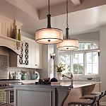 Люстра подвесная с двойным круглым плафоном из органзы и матового стекла Kichler варинант исполнения - 6 | Loft Concept в Воронеже