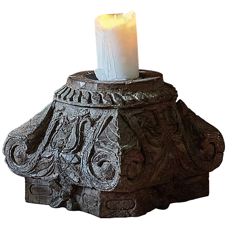 Подсвечник из массива тика Antique Solid Teak Candle Holder Коричневый Подсвечник из массива тика Antique Solid Teak Candle Holder Коричневый в Воронеже | Loft Concept