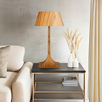 Настольная лампа со скошенным конусовидным абажуром и фигурной ножкой в цвете тик Accord Lighting варинант исполнения - 7 | Loft Concept в Воронеже