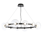 Люстра подвесная круглая с 12-ю прозрачными куполообразными плафонами и черным металлическим основанием Flos Wireline Lighting варинант исполнения - 1 | Loft Concept в Воронеже